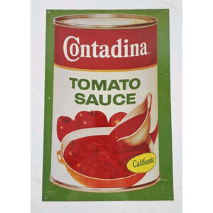 Vintage Metal Wall Sign Advertising Contadina Tomato Sauce